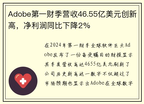 Adobe第一财季营收46.55亿美元创新高，净利润同比下降2%